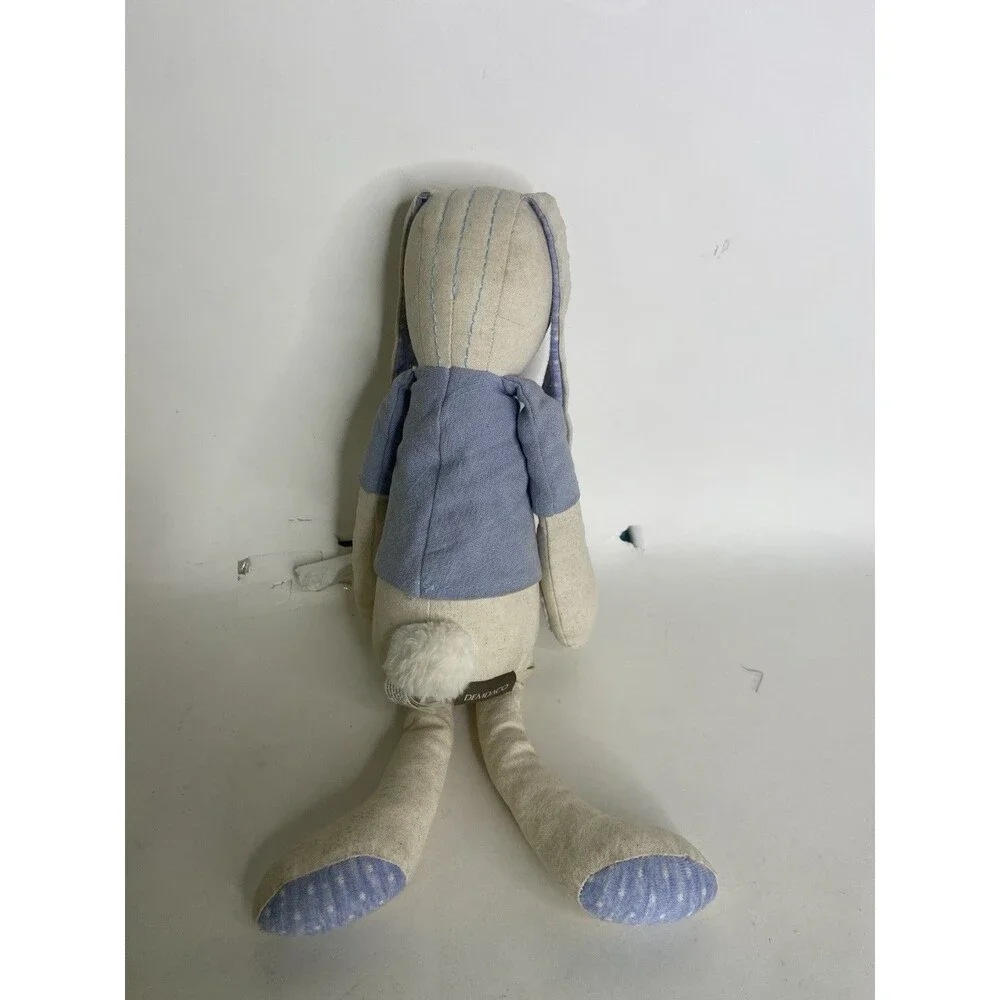Demdaco Blue Bunny Linen Plush Stuffed Toy Animal Easter